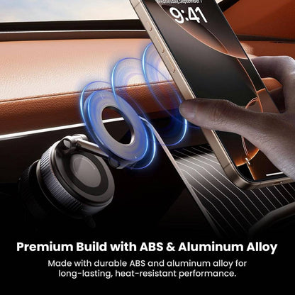 TECPHILE phone holder made from premium ABS and aluminum alloy for heat resistance and long-lasting durability in car interiors.