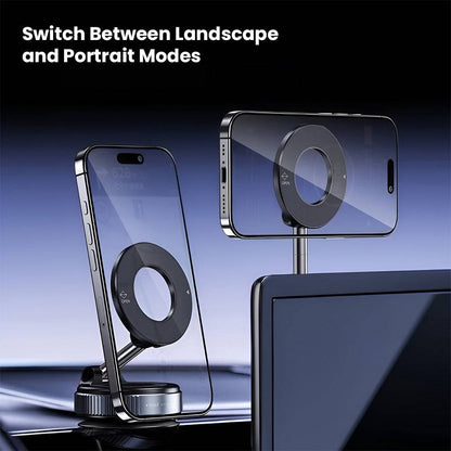 TECPHILE magnetic phone holder allows seamless switching between landscape and portrait modes for versatile viewing in cars or on desks.