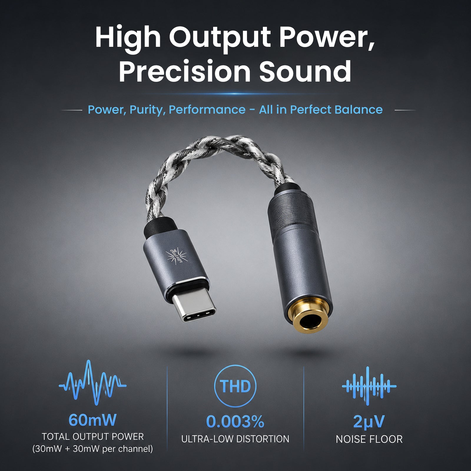 Image of the Kiwi Ears AD1 Pro connected to a smartphone, demonstrating its universal USB-C plug-and-play support for smartphones, tablets, laptops, and gaming devices