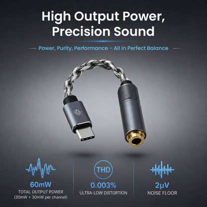 Image of the Kiwi Ears AD1 Pro connected to a smartphone, demonstrating its universal USB-C plug-and-play support for smartphones, tablets, laptops, and gaming devices