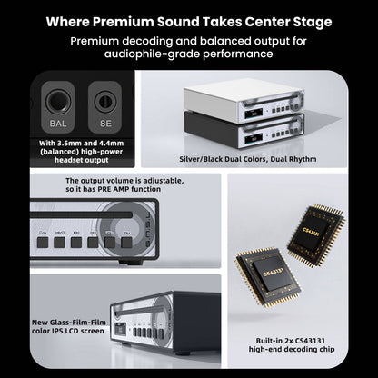 Close-up of internal high-end DAC chips for audio processing