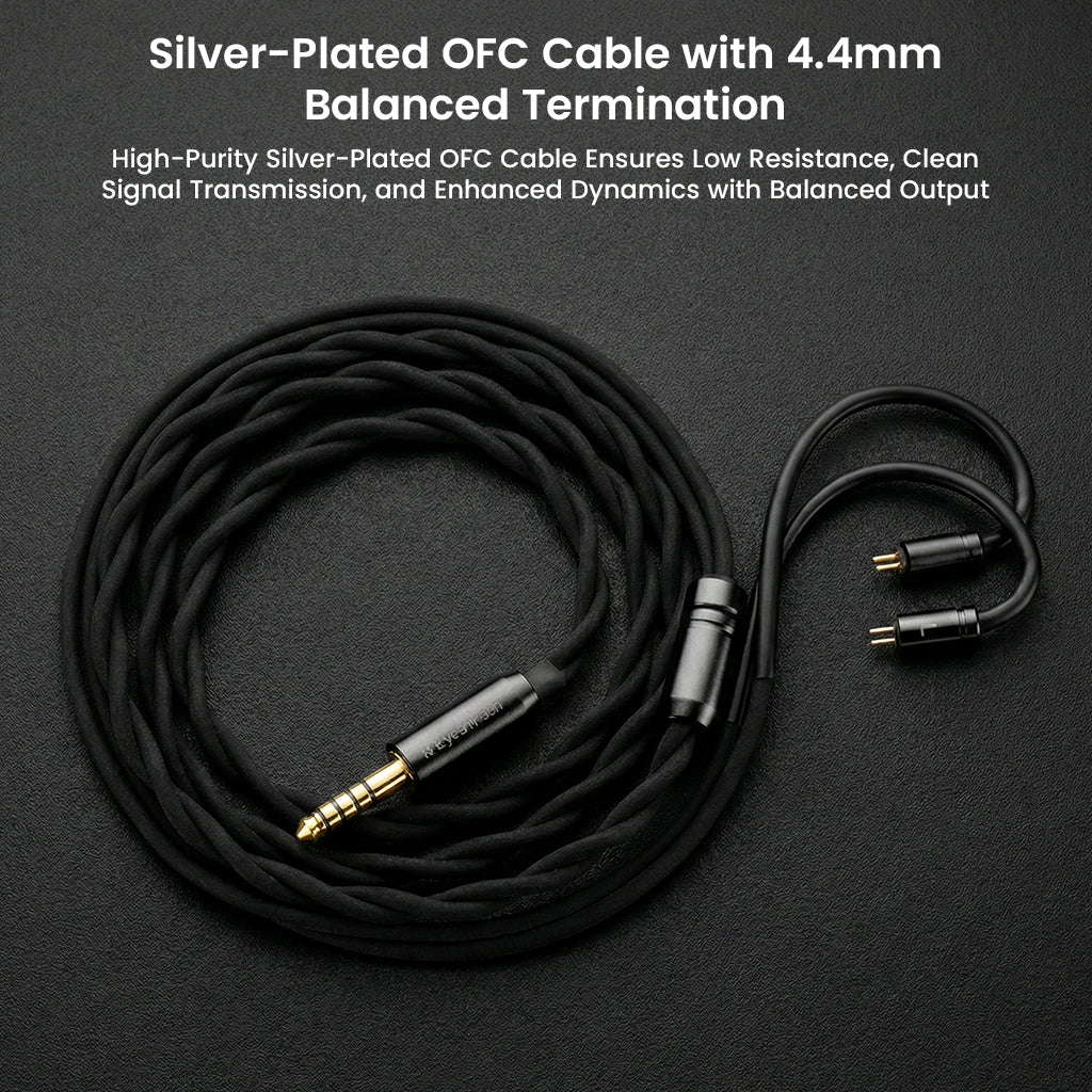 Silver-plated OFC cable with 4.4mm balanced termination for GENESIS G318s ensures clean signal transmission and enhanced dynamics.
