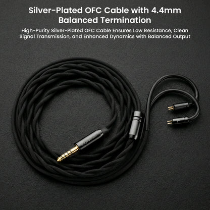 Silver-plated OFC cable with 4.4mm balanced termination for GENESIS G318s ensures clean signal transmission and enhanced dynamics.