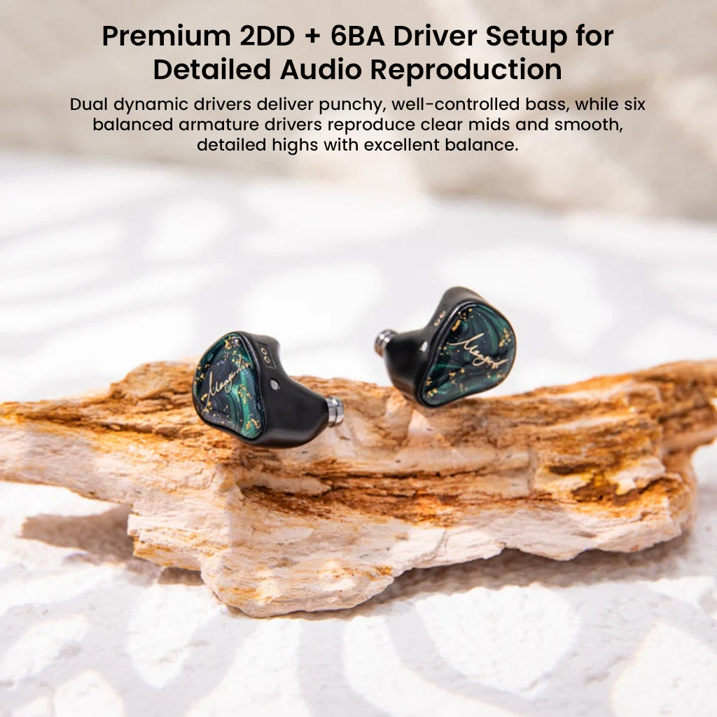 XENNS - Mangird Tea Pro SE IEMs featuring 2DD + 6BA driver setup for detailed audio reproduction and balanced sound.
