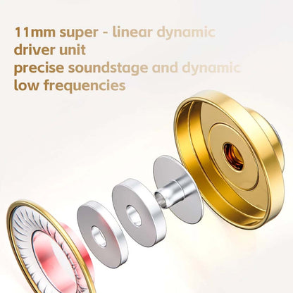Exploded view of QKZ-AK6 IEM's 11mm dynamic driver unit, showcasing precise soundstage and enhanced low-frequency output.