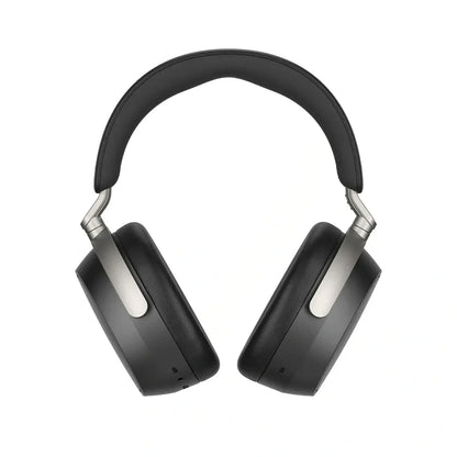 Top view of Sennheiser HDB 630 Bluetooth headphones showcasing sleek over-ear build and metallic headband for high-end audio performance.