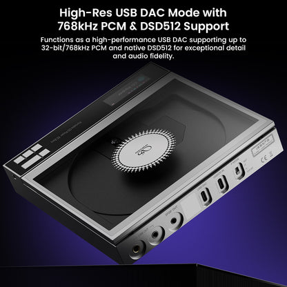 High-res USB DAC mode with PCM and DSD512 support