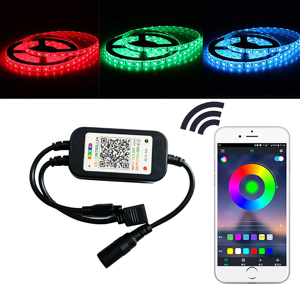 TECPHILE - Bluetooth RGB LED Strip Controller with 44 Keys Remote