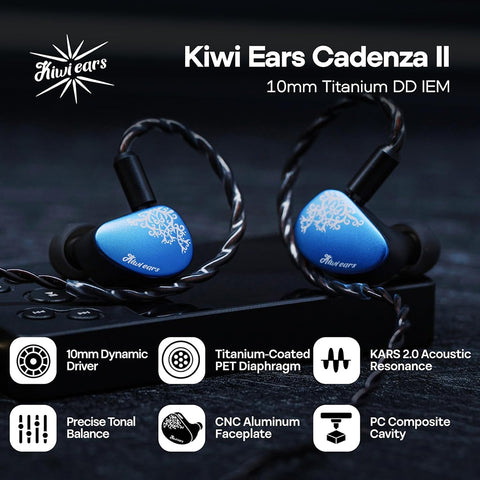 Kiwi Ears - Cadenza II 10mm Titanium-Coated PET DD In-Ear Monitor - 0