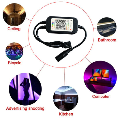 TECPHILE - Bluetooth RGB LED Strip Controller with 44 Keys Remote
