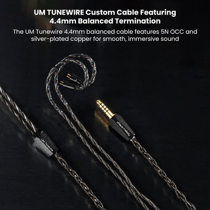 High-quality custom cable with 4.4mm balanced termination for audio devices