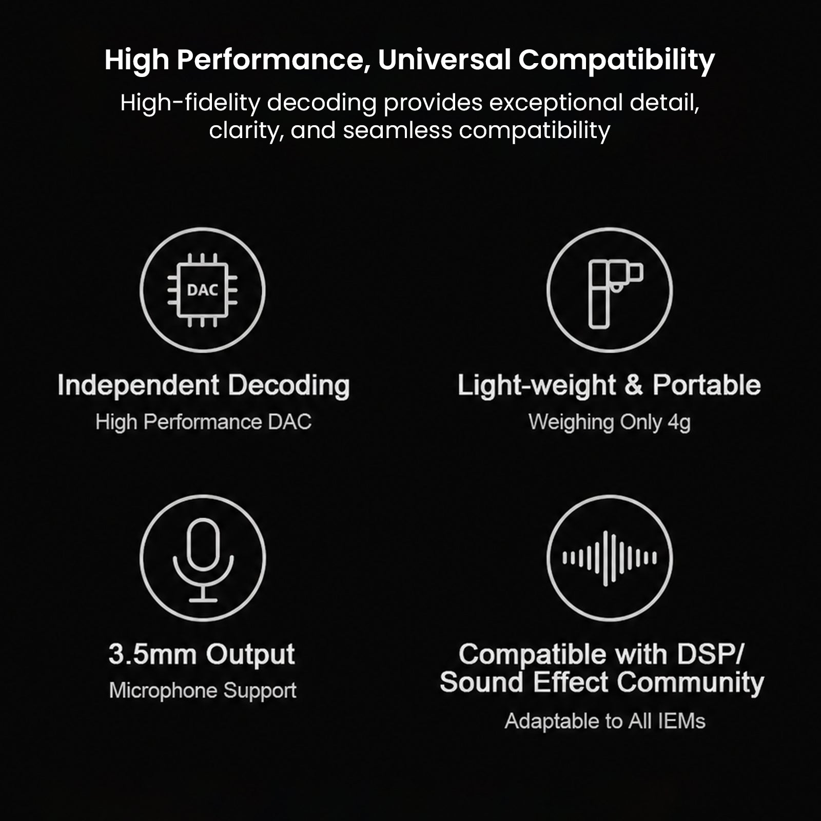 Close-up of the TRUTHEAR KeyX USB DAC/AMP highlighting its high-performance, lightweight, portable design with audio features