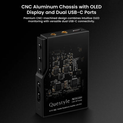 CNC aluminum chassis of Questyle M18i Max with dual USB-C ports