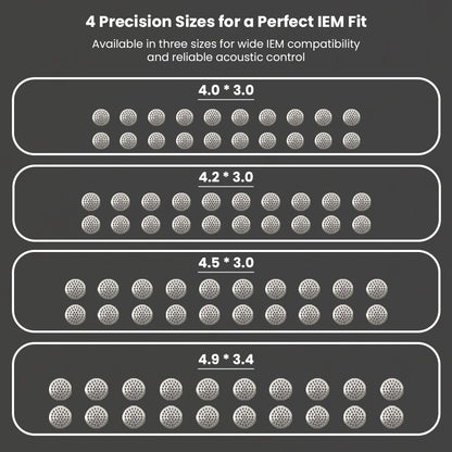AUDIOCULAR precision sizes for IEM nozzle filters