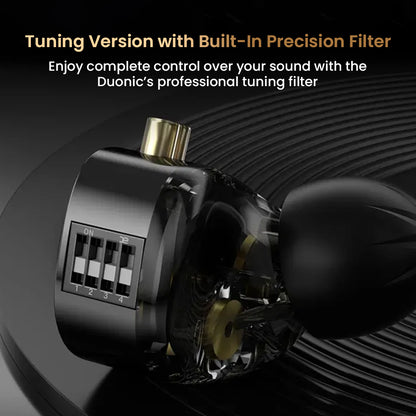 KZ Duonic IEM with built-in tuning switch for precision sound control, enhancing user customization and audio clarity.
