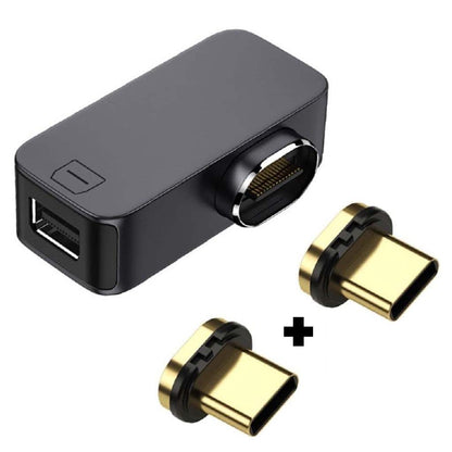 TECPHILE Magnetic Type-C to Mini Display Port Adapter with dual magnetic USB-C tips for versatile device support and 8K@60Hz video transmission.