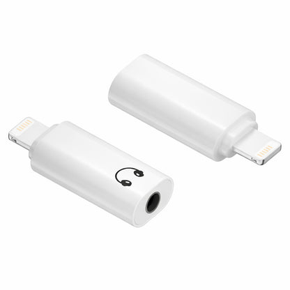 AUDIOCULAR- A18X Lightning to 3.5mm Portable Audio Adapter with sleek white design and headphone icon, ideal for iPhone audio conversion.
