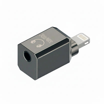 AUDIOCULAR- A19X Lightning to 3.5mm Female Audio Adapter with compact black design for iPhone audio connectivity and DAC support.