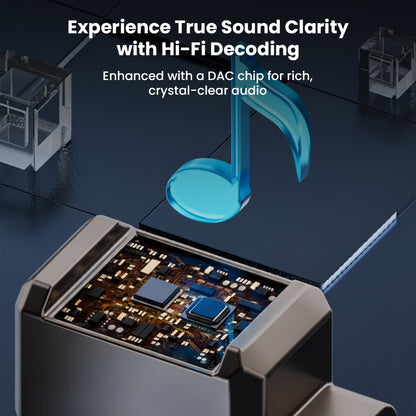 AUDIOCULAR- A19X Audio Adapter with built-in DAC chip for Hi-Fi decoding and crystal-clear sound quality on Lightning devices.
