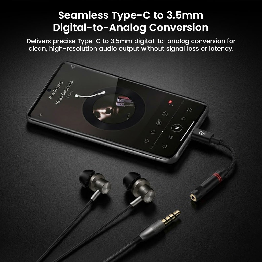AUDIOCULAR USB-C to 3.5mm DAC/AMP ensures seamless digital-to-analog conversion for high-resolution audio on smartphones and tablets.