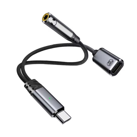 AUDIOCULAR D19 Male Type C to Female Type C and 3.5mm Audio Adapter, 100W PD/Mic Support