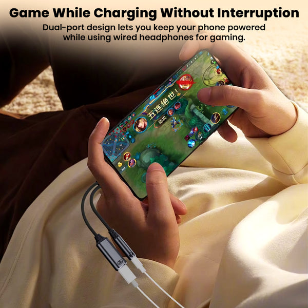 AUDIOCULAR D19 Male Type C to Female Type C and 3.5mm Audio Adapter, 100W PD/Mic Support - 9