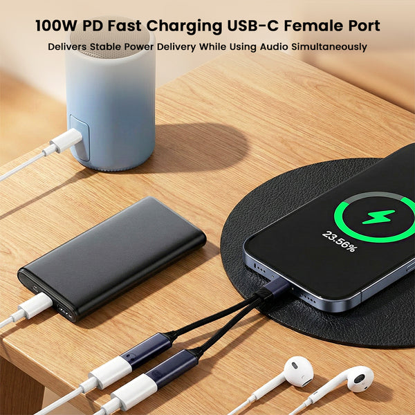 AUDIOCULAR D20 2-in-1 Type-C to Type-C 100W PD & Audio Female Lightning Port - 3