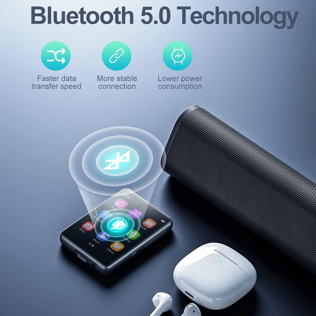 AUDIOCULAR M31 Mp3 Player with Bluetooth 5.0 technology, offering faster data transfer and stable connection with low power use.