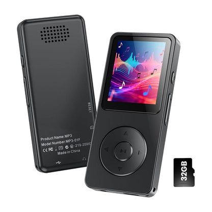 AUDIOCULAR M61 Portable Mp3 Music Player in black with 32GB storage, featuring a 1.8-inch color display and navigation buttons.
