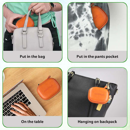 Versatile AUDIOCULAR Earphone Case for IEMs shown in use—fits in bags, pockets, on tables, or hanging from backpacks.
