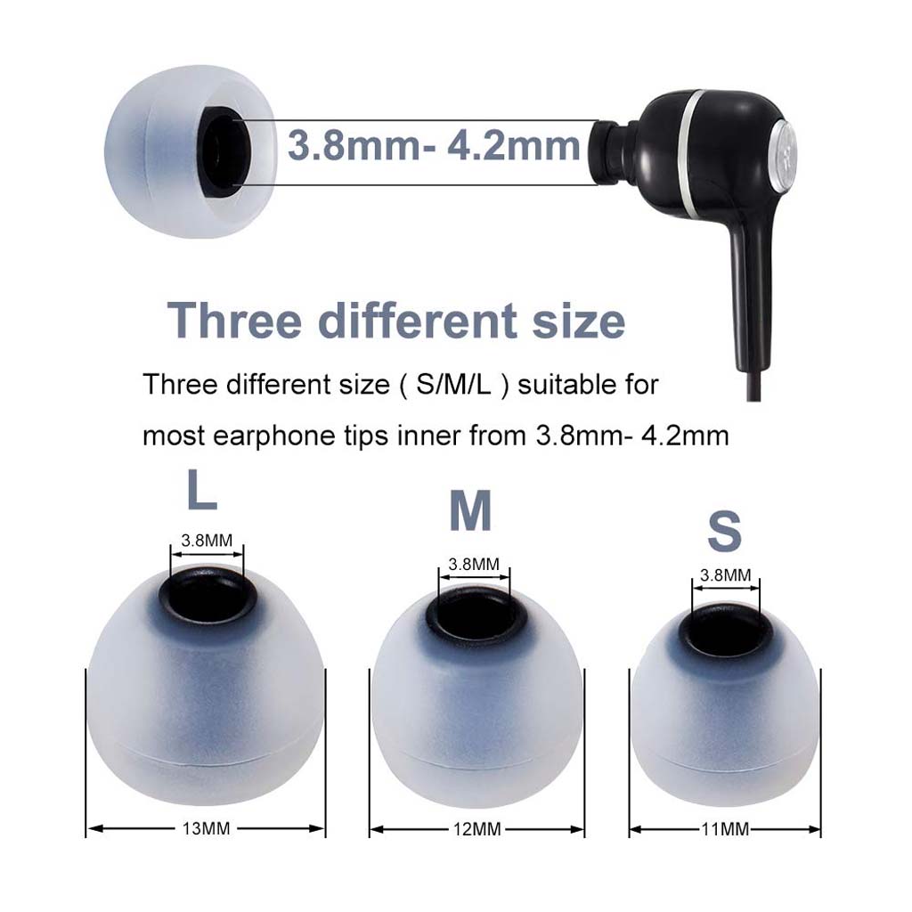 AUDIOCULAR - SiliFlex Silicone Eartips for IEMs in three sizes (S/M/L) with 4.5mm inner diameter, compatible with 3.8mm to 4.2mm IEM nozzles.