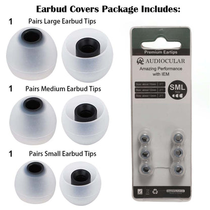 AUDIOCULAR - SiliFlex Silicone Eartips for IEMs in small, medium, and large sizes with 4.5mm inner diameter, compatible with most in-ear monitors.