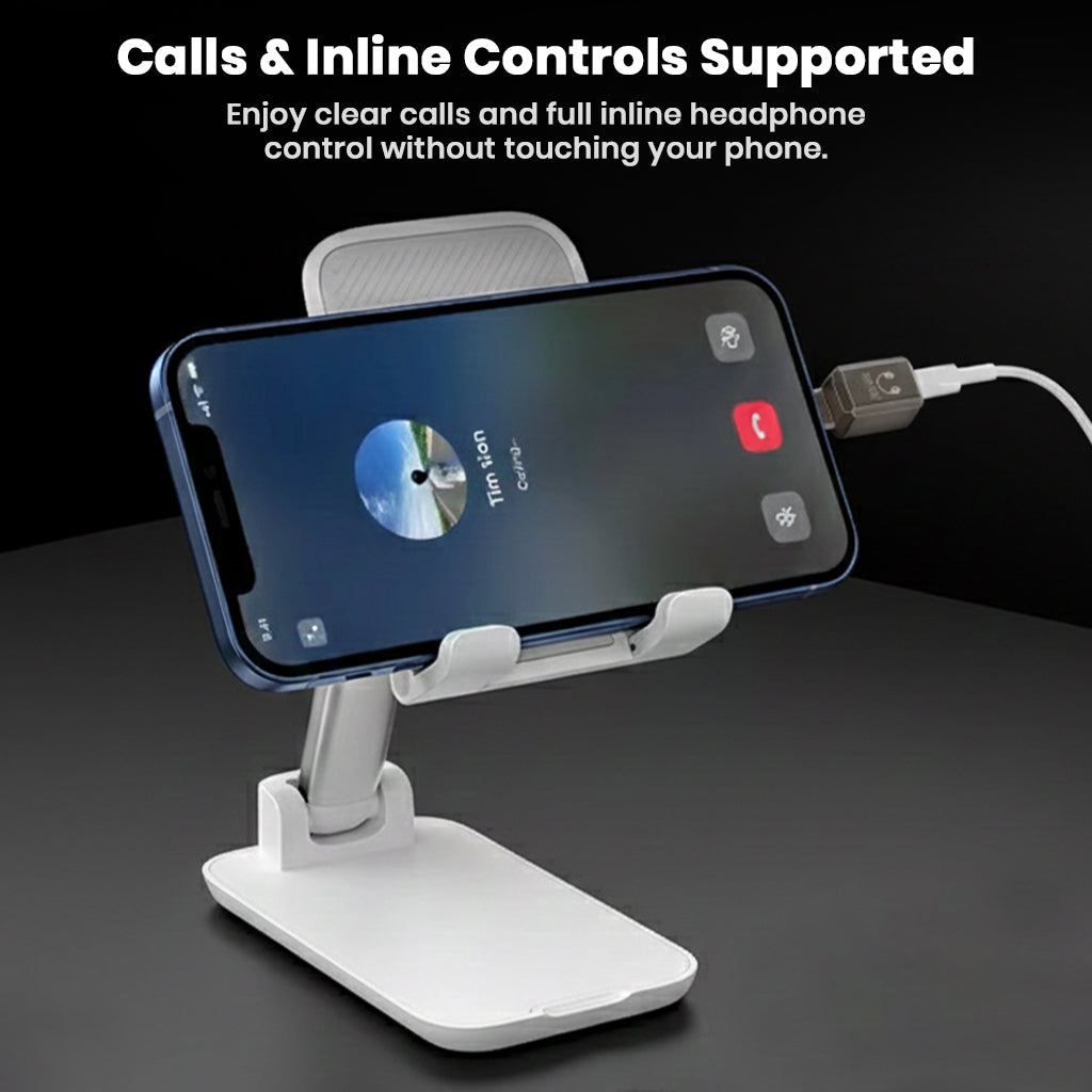 AUDIOCULAR USB-C DAC Adapter enabling calls and inline headphone controls, allowing hands-free operation during phone use.