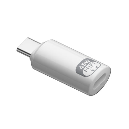 AUDIOCULAR 45W USB-C to Lightning Audio & Charging Adapter with Hi-Fi label, compact white design for fast charging and audio transfer.