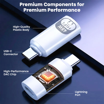 AUDIOCULAR Adapter features a high-performance DAC chip and USB-C connector for premium audio and charging performance.