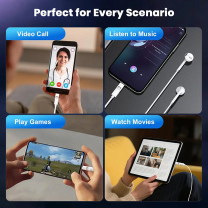 AUDIOCULAR USB-C to Lightning Adapter is ideal for video calls, music, gaming, and movie watching across various devices.
