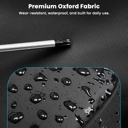 Close-up of waterproof Oxford fabric on TECPHILE 35L backpack, showcasing its durability and water resistance for daily use.