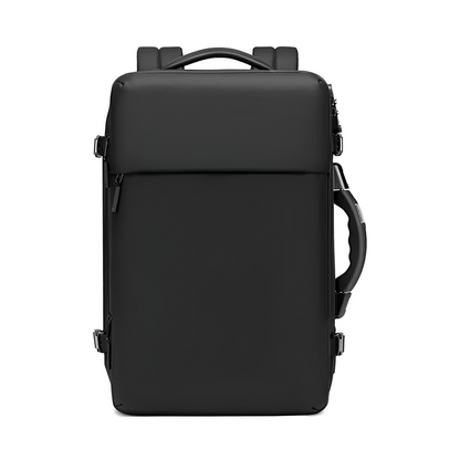 Minimalist front view of RZTX JL152E Airpack Smart Backpack for men, featuring sleek waterproof design and side handle.