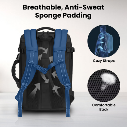 Back view of RZTX JL152E Airpack Backpack with breathable, anti-sweat sponge padding and ergonomic straps.