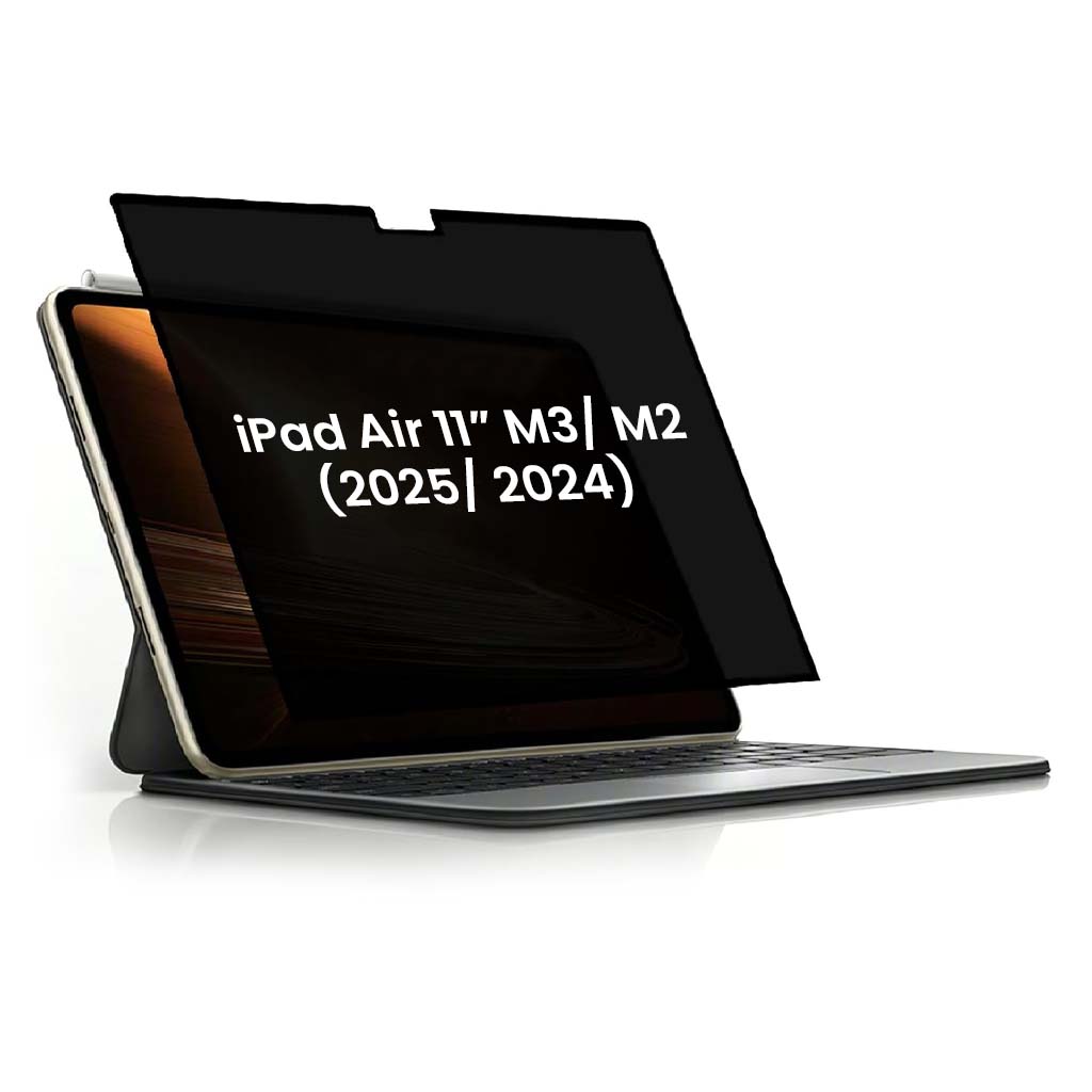Anti Spy Privacy Tempered Glass Screen Protector for iPad Air 11 M2/ M3 blocks side views for privacy and fits 2024 and 2025 models perfectly.