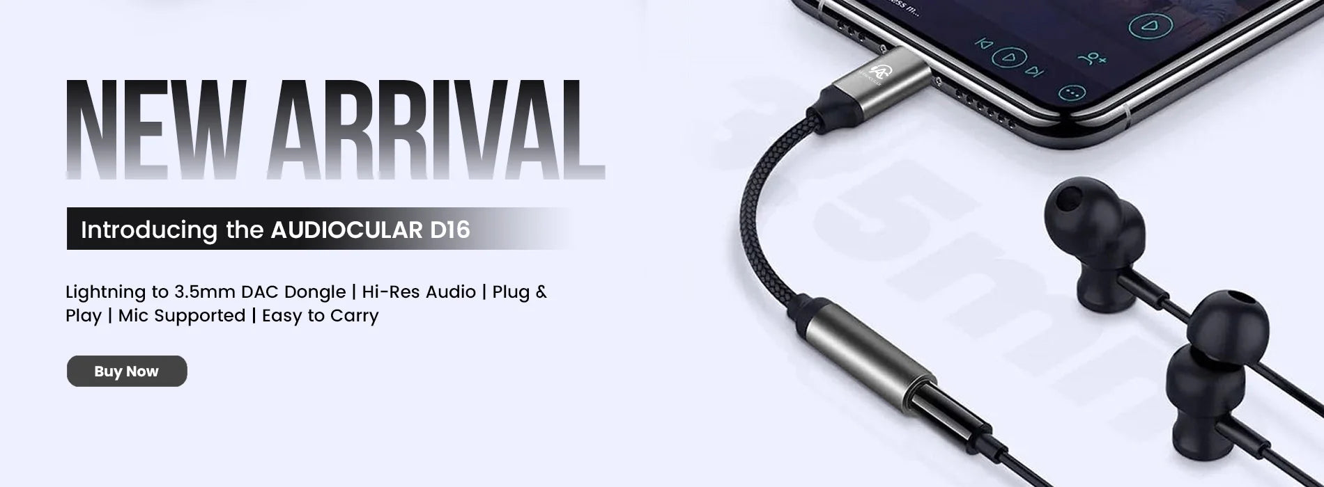 AUDIOCULAR - D16 Lightning to 3.5mm Portable DAC Dongle
