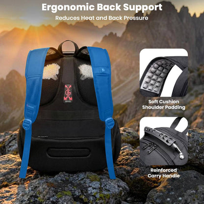 Back view of BANGE 1903 backpack with ergonomic support, soft shoulder padding, and reinforced carry handle for comfort.