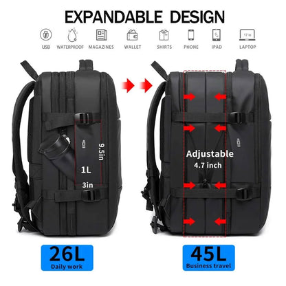 BANGE 1908D Anti-Theft Waterproof Large Capacity Expandable Laptop Backpack convertible