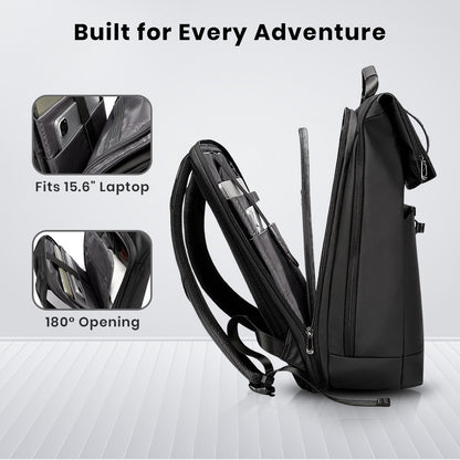 BANGE 2888 Backpack with 180° opening and 15.6-inch laptop compartment, designed for business and adventure travel.