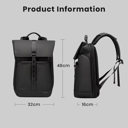 Product dimensions of BANGE 2888 Roll Top Laptop Backpack: 48cm height, 32cm width, 16cm depth, ideal for compact travel.