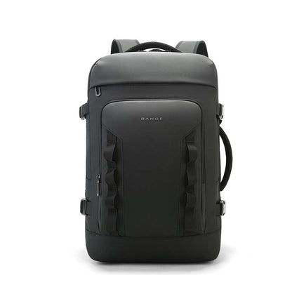 Front view of BANGE 3055 Laptop Backpack 40L in black with minimalist design, ideal for business, travel, and daily use.