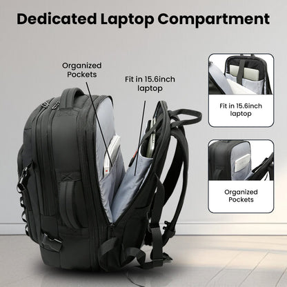 Dedicated laptop compartment in BANGE 3055 Backpack fits 15.6-inch laptops with organized pockets for secure and efficient storage.