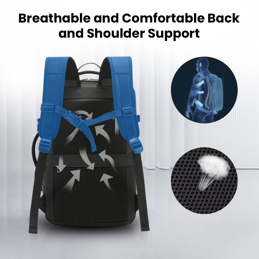 BANGE 3055 Backpack with breathable back panel and padded shoulder straps for ergonomic comfort and airflow during long wear.