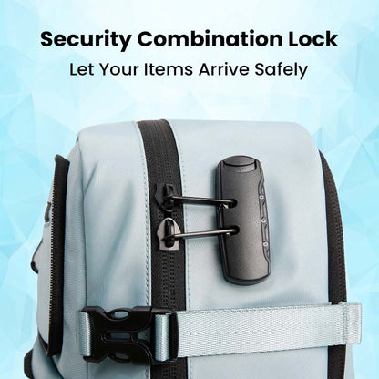 BANGE 1810 backpack's security combination lock in light blue, ensuring safe travel and anti-theft protection.