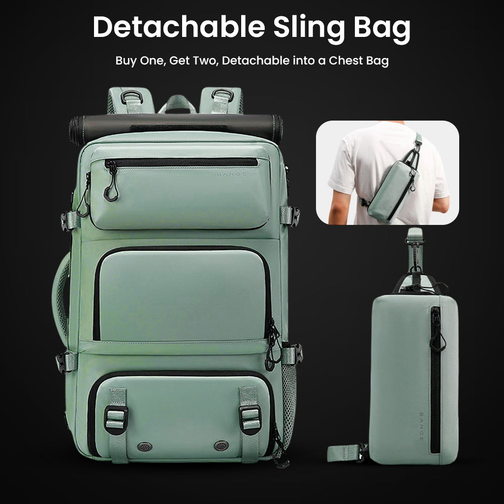 BANGE 1810 35L Large Capacity Bag Travelling Backpack with Detachable Sling Bag